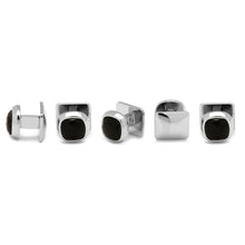 Load image into Gallery viewer, Faceted Onyx Cushion Stainless Steel 5-Stud Set
