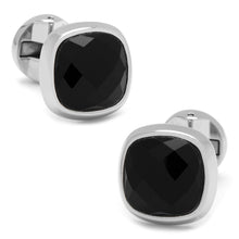 Load image into Gallery viewer, Faceted Onyx Cushion Stainless Steel 5-Stud Set