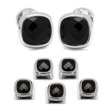 Load image into Gallery viewer, Faceted Onyx Cushion Stainless Steel 5-Stud Set