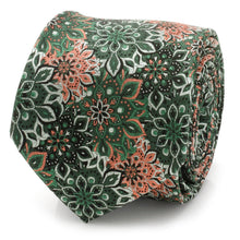 Load image into Gallery viewer, Green Floral Tie and Pocket Square Gift Set