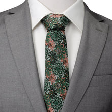 Load image into Gallery viewer, Green Floral Tie and Pocket Square Gift Set