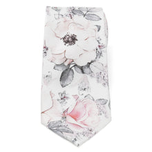 Load image into Gallery viewer, Painted Floral Gray Silk Men's Tie