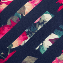 Load image into Gallery viewer, Painted Floral Navy Stripe Silk Men's Tie