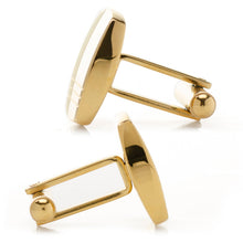Load image into Gallery viewer, Sterling Silver Gold Tartan Plaid Cufflinks