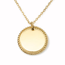 Load image into Gallery viewer, Stainless Steel Gold Engravable Round Rope Edge Pendant Women's Box Chain Necklace