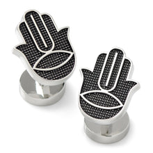 Load image into Gallery viewer, Hamsa Textured Silver Cufflinks