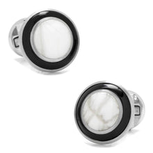Load image into Gallery viewer, Jade with Onyx Ring Stainless Steel Cufflinks