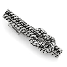 Load image into Gallery viewer, Silver Knot Rope Tie Clip