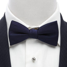 Load image into Gallery viewer, Navy Silk Bow Tie