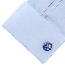 Load image into Gallery viewer, Navy Circle Dot Texture Cufflinks