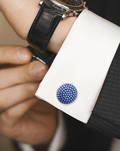 Load image into Gallery viewer, Navy Circle Dot Texture Cufflinks