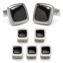 Load image into Gallery viewer, Onyx Cushion Stainless Steel 5-Stud Set