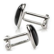 Load image into Gallery viewer, Silver and Onyx Cufflinks