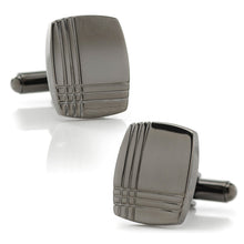Load image into Gallery viewer, Stainless Steel Gunmetal Tartan Plaid Cufflinks