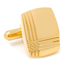 Load image into Gallery viewer, Stainless Steel Gold Tartan Plaid Cufflinks