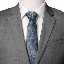 Load image into Gallery viewer, Blue & Gray Paisley Men's Tie