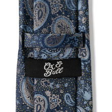 Load image into Gallery viewer, Blue & Gray Paisley Men's Tie