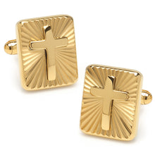 Load image into Gallery viewer, Radiant Cross Gold Sterling Silver Cufflinks