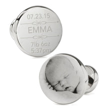 Load image into Gallery viewer, Birth Details Custom Photo Engravable Cufflinks