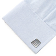 Load image into Gallery viewer, Gray and Blue Striped Square Cufflinks