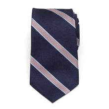 Load image into Gallery viewer, The Travis Tie (Navy Pink Stripe Men's Tie)