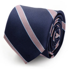 Load image into Gallery viewer, The Travis Tie (Navy Pink Stripe Men's Tie)