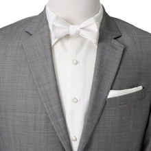 Load image into Gallery viewer, White Silk Self Bow Tie