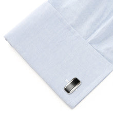 Load image into Gallery viewer, Silver Rectangular Cufflink with Dark Gray Cats Eye