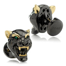 Load image into Gallery viewer, Sterling Silver Black and 14K Gold Vermeil Panther Cufflinks