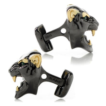 Load image into Gallery viewer, Sterling Silver Black and 14K Gold Vermeil Panther Cufflinks
