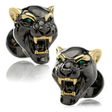 Load image into Gallery viewer, Sterling Silver Black and 14K Gold Vermeil Panther Cufflinks