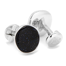 Load image into Gallery viewer, Sterling Silver Classic Round Blue Goldstone Cufflinks