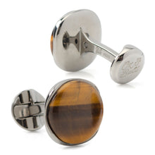 Load image into Gallery viewer, Sterling Silver Formal Tigers Eye Gunmetal Cufflinks