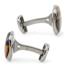 Load image into Gallery viewer, Sterling Silver Formal Tigers Eye Gunmetal Cufflinks