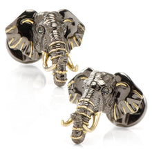 Load image into Gallery viewer, Sterling Silver and 14K Gold Vermeil Elephant Cufflinks