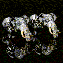 Load image into Gallery viewer, Sterling Silver and 14K Gold Vermeil Elephant Cufflinks