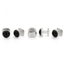 Load image into Gallery viewer, Sterling Silver Ribbed Onyx 5-Studs