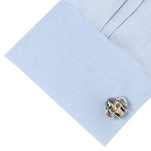 Load image into Gallery viewer, Sterling Silver with 14K Vermeil Gold Viking Helmet 3D Cufflinks
