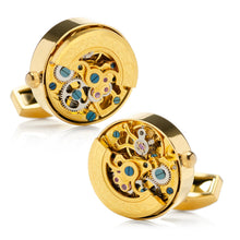 Load image into Gallery viewer, Gold on Gold Kinetic Watch Movement Cufflinks