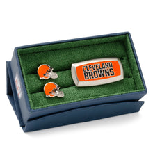 Load image into Gallery viewer, NFL Cleveland Browns Cufflinks and Cushion Money Clip Gift Set