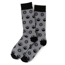 Load image into Gallery viewer, Star Wars Darth Vader Black, White, and Gray Dress Socks and Lapel Pin Gift Set
