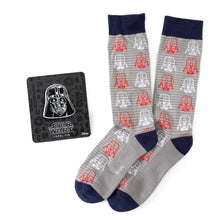 Load image into Gallery viewer, Star Wars Darth Vader Gray and Red Dress Socks and Lapel Pin Gift Set