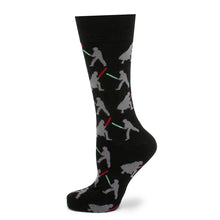 Load image into Gallery viewer, Star Wars Darth Vader and Luke Skywalker LIGHTSABER Battle Black Dress Socks and Darth Vader Lapel Pin Gift Set