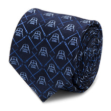 Load image into Gallery viewer, Star Wars Darth Vader and LIGHTSABER Blue Checkered Tie