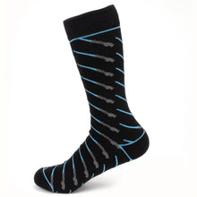 Load image into Gallery viewer, Star Wars Obi-Wan Kenobi Blue LIGHTSABER Pattern Black Dress Socks with Jedi Crest Lapel Pin Gift Set