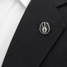 Load image into Gallery viewer, Star Wars Obi-Wan Kenobi Blue LIGHTSABER Pattern Black Dress Socks with Jedi Crest Lapel Pin Gift Set