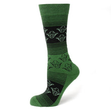 Load image into Gallery viewer, Star Wars Yoda Green and Black Ombre Pattern Dress Socks with Jedi Crest Lapel Pin