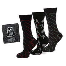 Load image into Gallery viewer, Star Wars LIGHTSABER Battle Dress Socks and Darth Vader Lapel Pin Gift Set