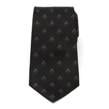 Load image into Gallery viewer, Star Wars Mandalorian Mythosaur Black Silk Tie