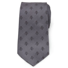 Load image into Gallery viewer, Star Wars Mandalorian Mythosaur Gray Silk Tie